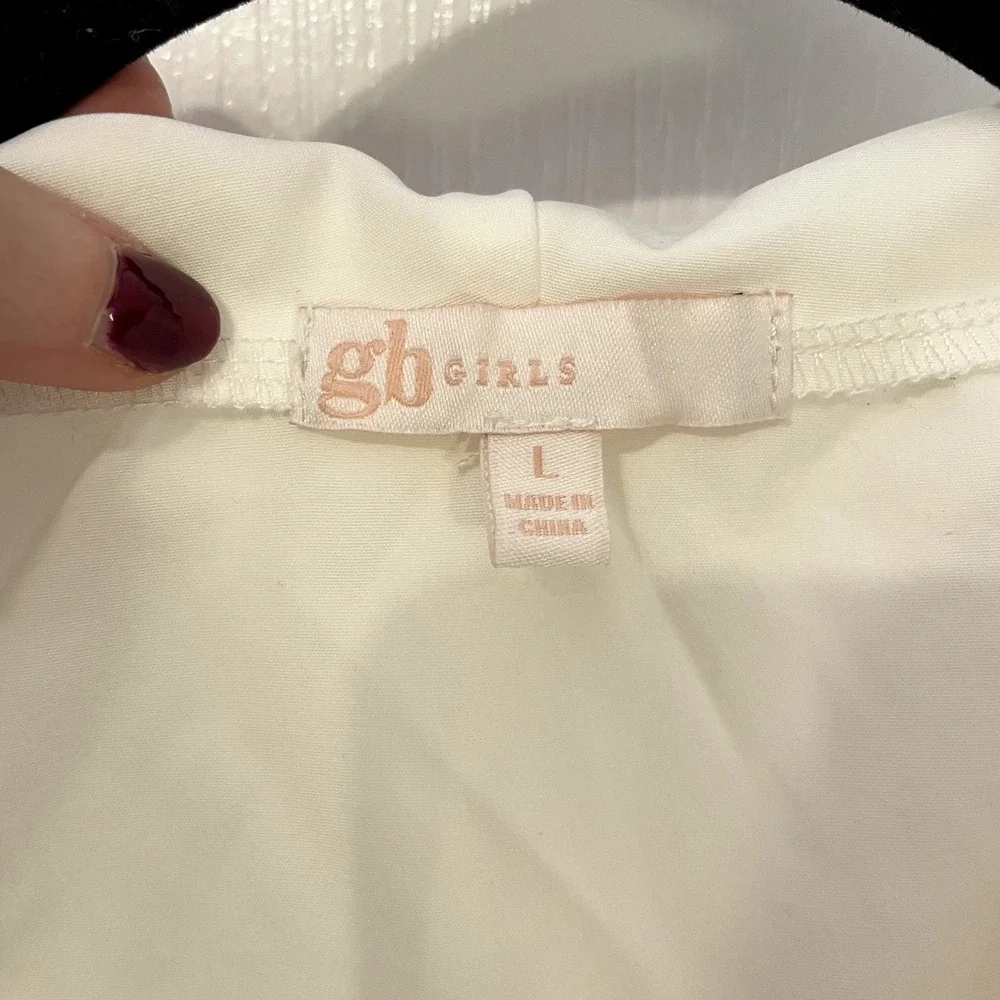 GB Girls white cropped white rain jacket‎ with hood size large